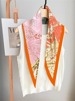 Nuevo Diseño en Forma de Diamante, la Bufanda de Seda de las Mujeres de Lujo de la Marca Naranja Vendaje Bufandas Hiyab, el Velo de la Mujer de Moda de Cuello Bufanda Chal